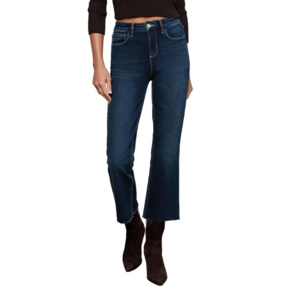 L'AGENCE Kendra High-Rise Cropped Flare‎ Jean In Bolton Dark Wash Women Size 26
